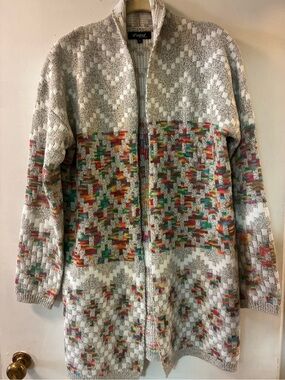 Western Horizons Cardigan Sweater, Open Front & Ribknit Trim